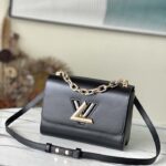 Louis Vuitton LV Women Twist MM Handbag Black Epi Grained Smooth Cowhide Leather - Image 2