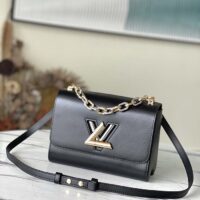 Louis Vuitton LV Women Twist MM Handbag Black Epi Grained Smooth Cowhide Leather (1)