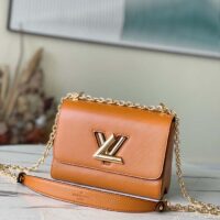 Louis Vuitton LV Women Twist MM Handbag Brown Epi Grained Cowhide Leather (1)