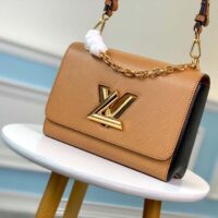 Louis Vuitton LV Women Twist MM Handbag Camel Light Brown Epi Leather (3)