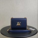 Louis Vuitton LV Women Twist MM Handbag Indigo Blue Epi Grained Cowhide Leather - Image 2
