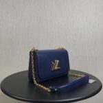 Louis Vuitton LV Women Twist MM Handbag Indigo Blue Epi Grained Cowhide Leather - Image 3