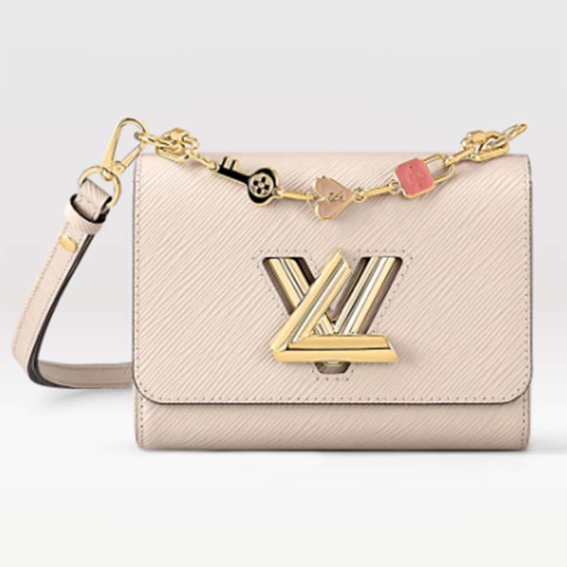 Louis Vuitton LV Women Twist PM Handbag Quartz White Epi Grained Leather
