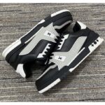 Louis Vuitton Men LV Trainer Sneaker Black Mix Materials Rubber Outsole 54 Monogram Flowers - Imagen 6