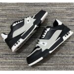 Louis Vuitton Men LV Trainer Sneaker Black Mix Materials Rubber Outsole 54 Monogram Flowers - Imagen 5