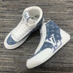 Louis Vuitton Unisex Charlie Sneaker Boot Blue Upcycled Monogram Denim Recycled Polyester - Imagen 5