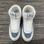 Louis Vuitton Unisex Charlie Sneaker Boot Blue Upcycled Monogram Denim Recycled Polyester - Imagen 3