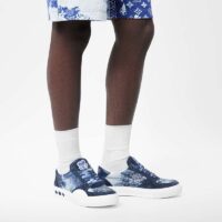 Louis Vuitton Unisex LV Ollie Sneaker Blue Canvas Rubber Outsole Monogram Flowers (9)