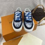 Louis Vuitton Unisex LV Ollie Sneaker Blue Canvas Rubber Outsole Monogram Flowers - Image 4