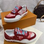 Louis Vuitton Unisex LV Ollie Sneaker Orange Canvas Rubber Outsole Monogram Flowers - Image 6