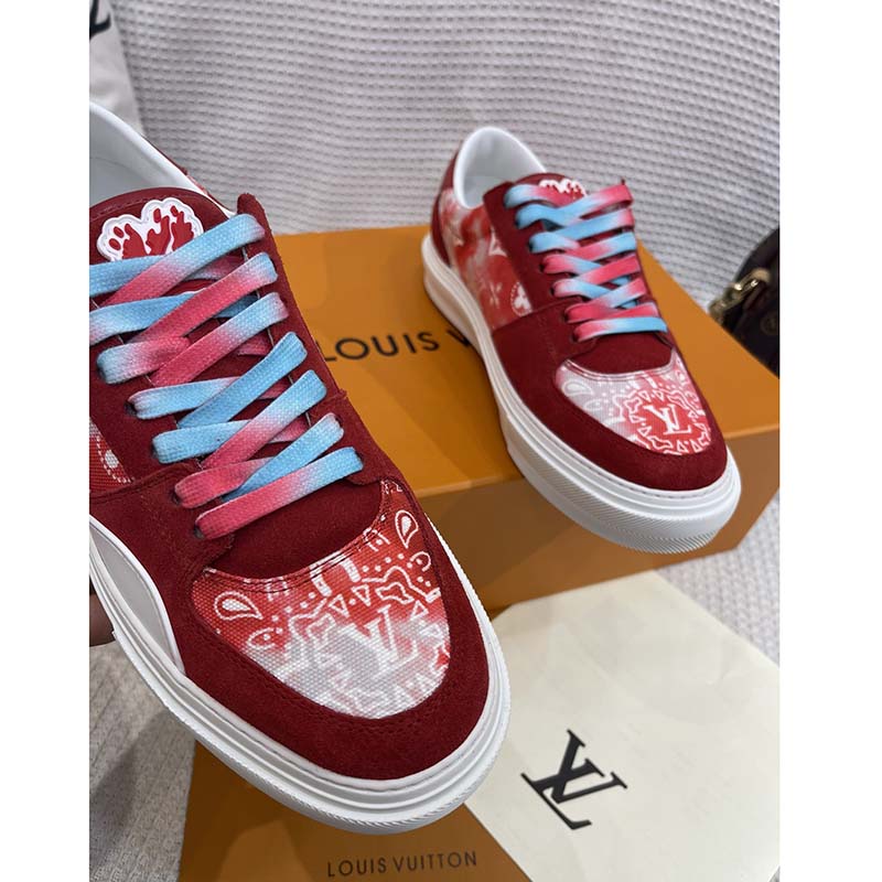 Louis Vuitton Unisex LV Ollie Sneaker Orange Canvas Rubber Outsole Monogram Flowers