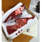 Louis Vuitton Unisex LV Ollie Sneaker Orange Canvas Rubber Outsole Monogram Flowers - Image 9