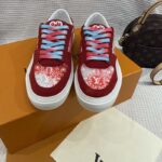 Louis Vuitton Unisex LV Ollie Sneaker Orange Canvas Rubber Outsole Monogram Flowers - Image 4