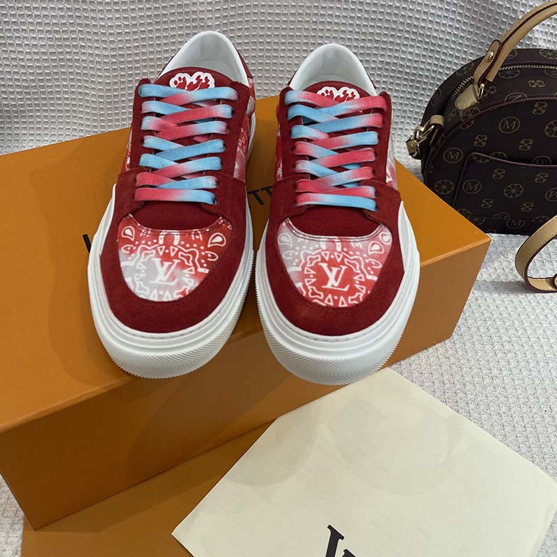 Louis Vuitton Unisex LV Ollie Sneaker Orange Canvas Rubber Outsole Monogram Flowers