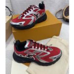 Louis Vuitton Unisex LV Runner Tatic Sneaker Red Mix Materials Rubber Monogram Flowers - immagine 3