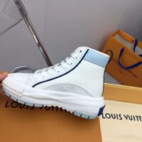 Louis Vuitton Unisex LV Squad Sneaker Boot Blue Canvas Rubber Outsole Circle (4)