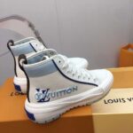 Louis Vuitton Unisex LV Squad Sneaker Boot Blue Canvas Rubber Outsole Circle - Imagen 8