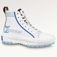 Louis Vuitton Unisex LV Squad Sneaker Boot Blue Canvas Rubber Outsole Circle (4)