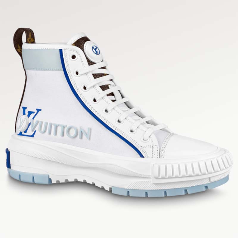 Louis Vuitton Unisex LV Squad Sneaker Boot Blue Canvas Rubber Outsole Circle