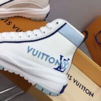 Louis Vuitton Unisex LV Squad Sneaker Boot Blue Canvas Rubber Outsole Circle (4)