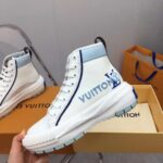 Louis Vuitton Unisex LV Squad Sneaker Boot Blue Canvas Rubber Outsole Circle - Imagen 7