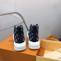 Louis Vuitton Unisex LV Squad Sneaker Boot Navy Blue Monogram Denim Circle (11)
