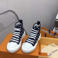 Louis Vuitton Unisex LV Squad Sneaker Boot Navy Blue Monogram Denim Circle (11)