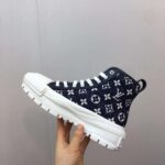Louis Vuitton Unisex LV Squad Sneaker Boot Navy Blue Monogram Denim Circle – Image 7
