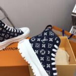 Louis Vuitton Unisex LV Squad Sneaker Boot Navy Blue Monogram Denim Circle – Image 9
