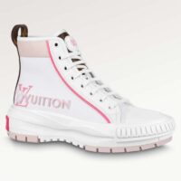 Louis Vuitton Unisex LV Squad Sneaker Boot Pink Canvas Rubber Outsole Circle (2)