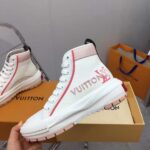 Louis Vuitton Unisex LV Squad Sneaker Boot Pink Canvas Rubber Outsole Circle - Image 8