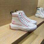 Louis Vuitton Unisex LV Squad Sneaker Boot Pink Canvas Rubber Outsole Circle - Image 2