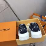 Louis Vuitton Unisex LV Squad Sneaker Navy Blue Monogram Denim Rubber Outsole Circle – Image 9