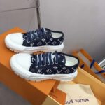 Louis Vuitton Unisex LV Squad Sneaker Navy Blue Monogram Denim Rubber Outsole Circle – Image 5