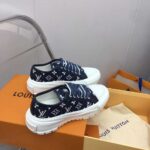 Louis Vuitton Unisex LV Squad Sneaker Navy Blue Monogram Denim Rubber Outsole Circle – Image 2