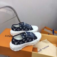 Louis Vuitton Unisex LV Squad Sneaker Navy Blue Monogram Denim Rubber Outsole Circle (4)