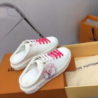 Louis Vuitton Unisex LV Time Out Open-Back Sneaker Fuchsia Pink Printed Calf Leather (8)