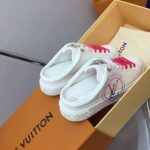 Louis Vuitton Unisex LV Time Out Open-Back Sneaker Fuchsia Pink Printed Calf Leather – Image 2