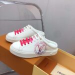 Louis Vuitton Unisex LV Time Out Open-Back Sneaker Fuchsia Pink Printed Calf Leather – Image 4
