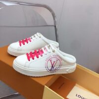 Louis Vuitton Unisex LV Time Out Open-Back Sneaker Fuchsia Pink Printed Calf Leather (8)