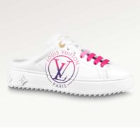 Louis Vuitton Unisex LV Time Out Open-Back Sneaker Fuchsia Pink Printed Calf Leather (8)