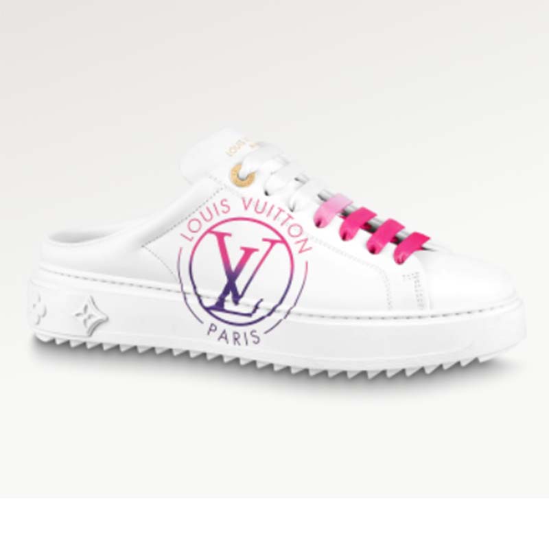 Louis Vuitton Unisex LV Time Out Open-Back Sneaker Fuchsia Pink Printed Calf Leather