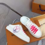 Louis Vuitton Unisex LV Time Out Open-Back Sneaker Fuchsia Pink Printed Calf Leather – Image 7