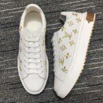 Louis Vuitton Unisex LV Time Out Sneaker Gold White Embroidered Calf Leather – Image 5