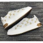 Louis Vuitton Unisex LV Time Out Sneaker Gold White Embroidered Calf Leather – Image 2