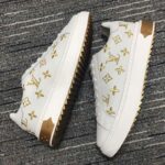 Louis Vuitton Unisex LV Time Out Sneaker Gold White Embroidered Calf Leather – Image 8