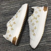 Louis Vuitton Unisex LV Time Out Sneaker Gold White Embroidered Calf Leather (8)