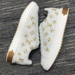 Louis Vuitton Unisex LV Time Out Sneaker Gold White Embroidered Calf Leather – Image 7