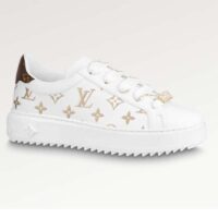 Louis Vuitton Unisex LV Time Out Sneaker Gold White Embroidered Calf Leather (8)