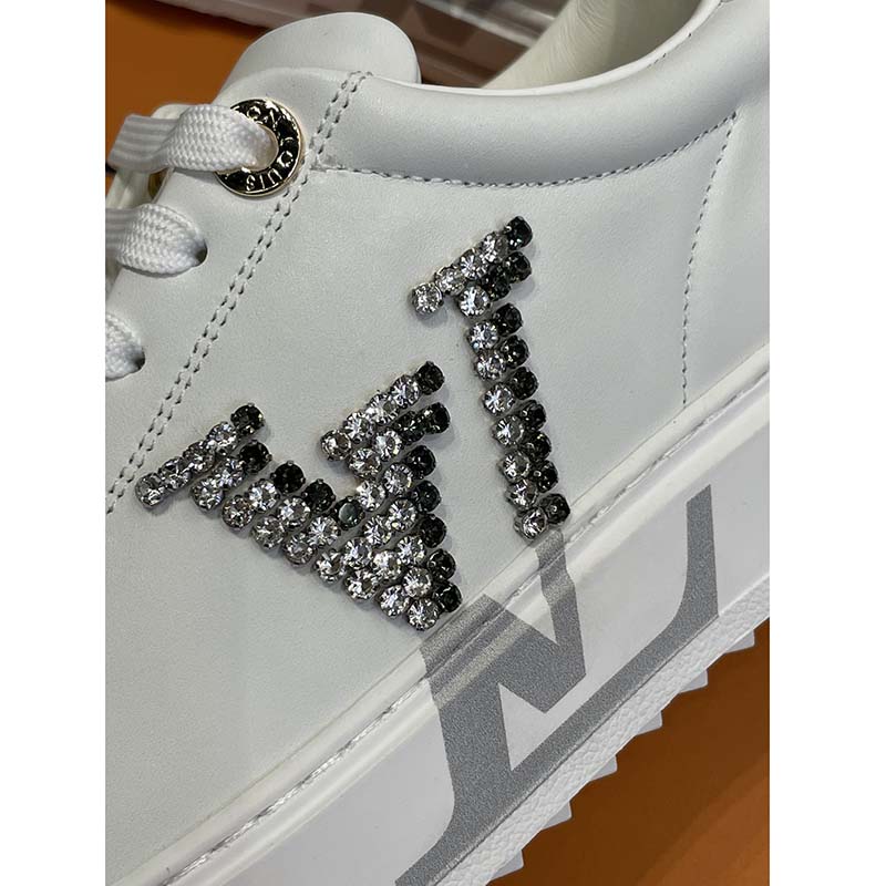 Louis Vuitton LV Women Time Out Sneaker Silver Calf Leather Strass - LULUX